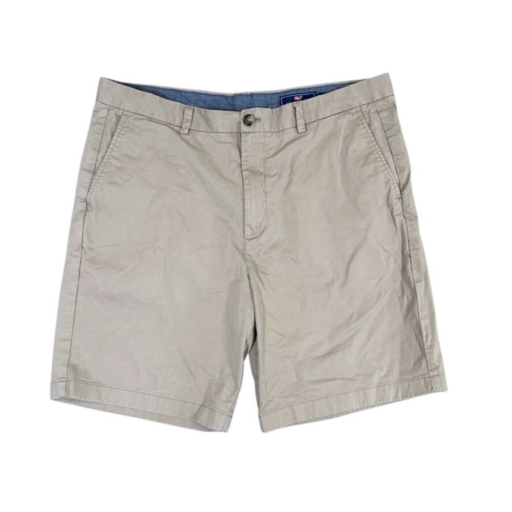 Vineyard Vines Mens 38 Khaki Tan Breaker Shorts Stretch Cotton Twill Flat Front